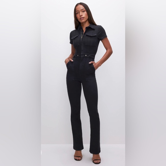 Good American FIT FOR SUCCESS BOOTCUT BLACK JUMPSUIT Women’s size  0 - Picture 1 of 11
